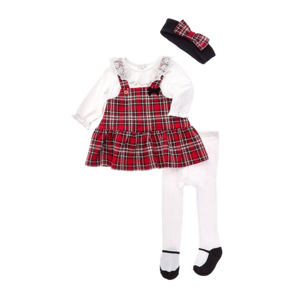 Little Me Girls  Plaid Jumper Set, Red